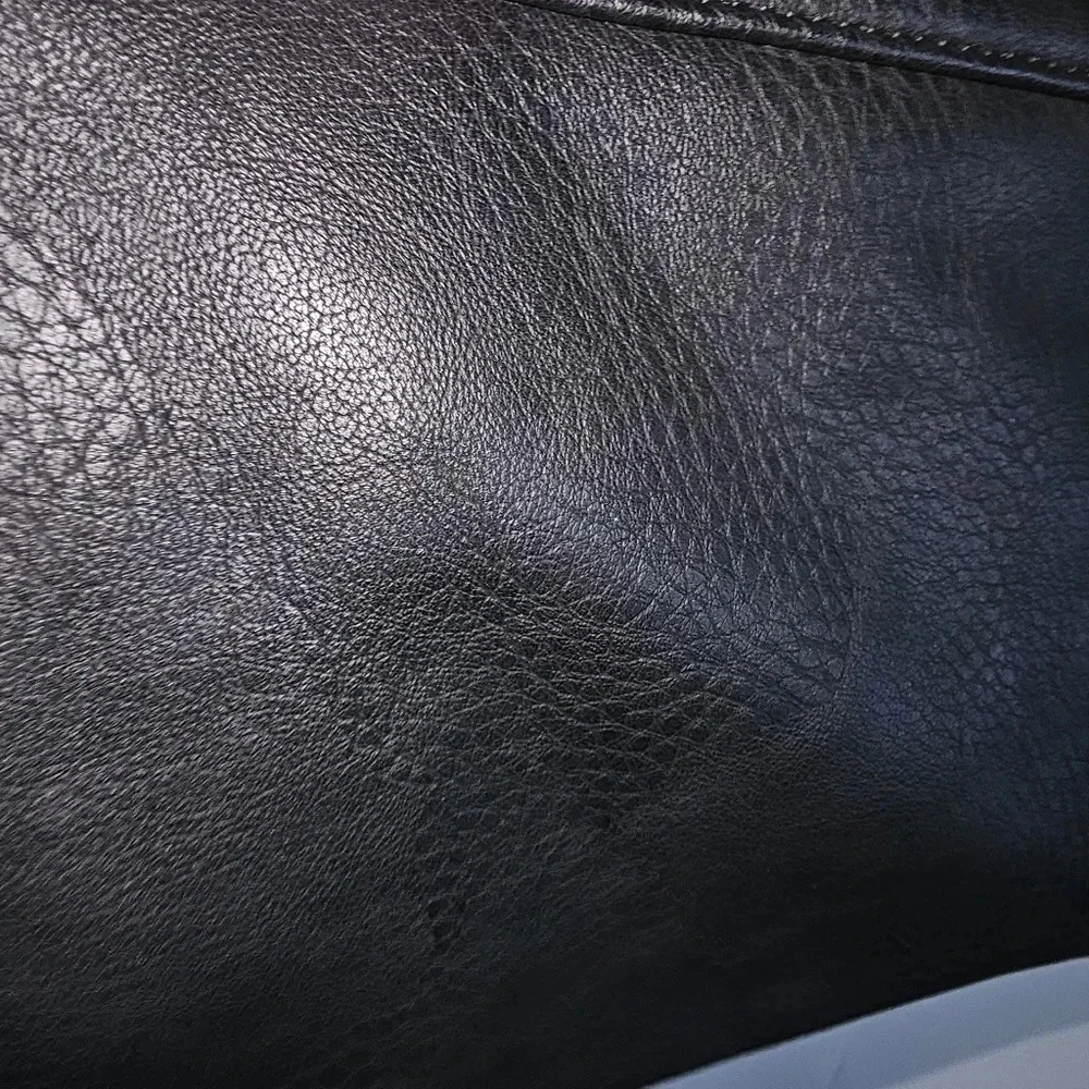 Silver O Ring chain black vegan leather clutch